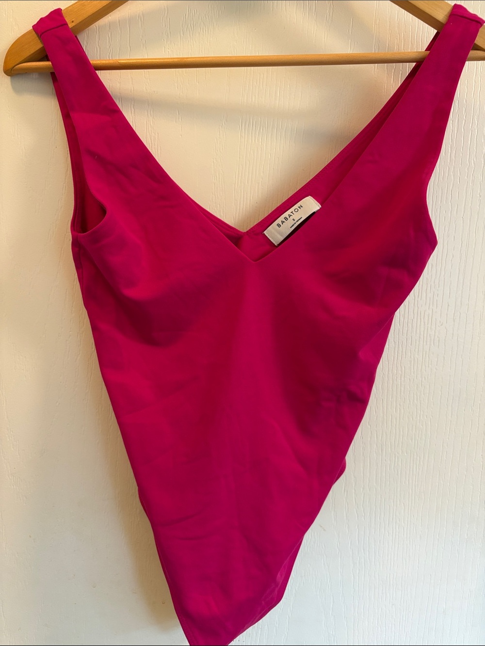Babaton Hot Pink V-Neck One-Piece Bodysuit